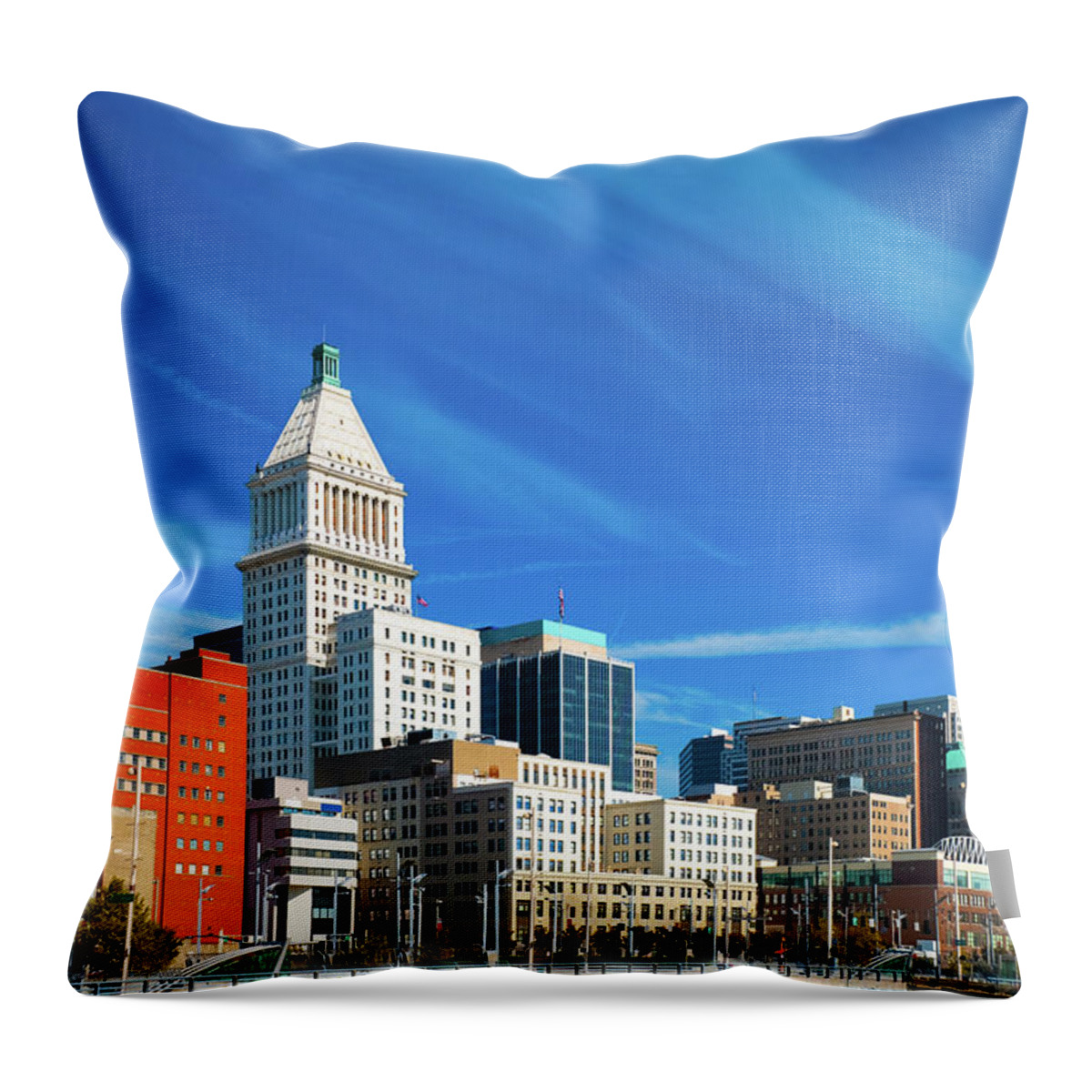 Downtown District Throw Pillow featuring the photograph Cincinnati Downtown Buildings by Davel5957