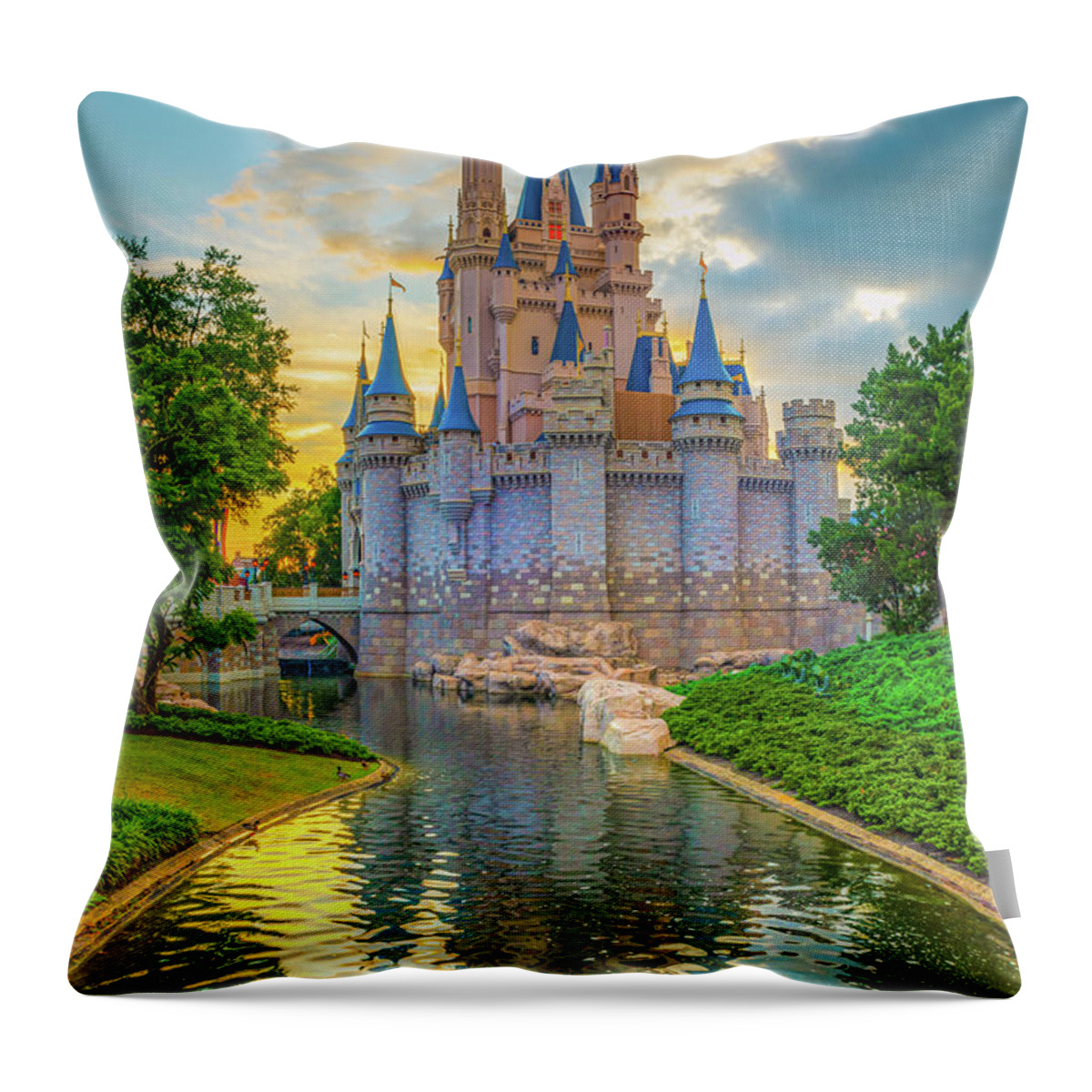 Famous Castle Throw Pillow featuring the photograph Princess Dreams At Florida's Famous Castle by Gregory Ballos