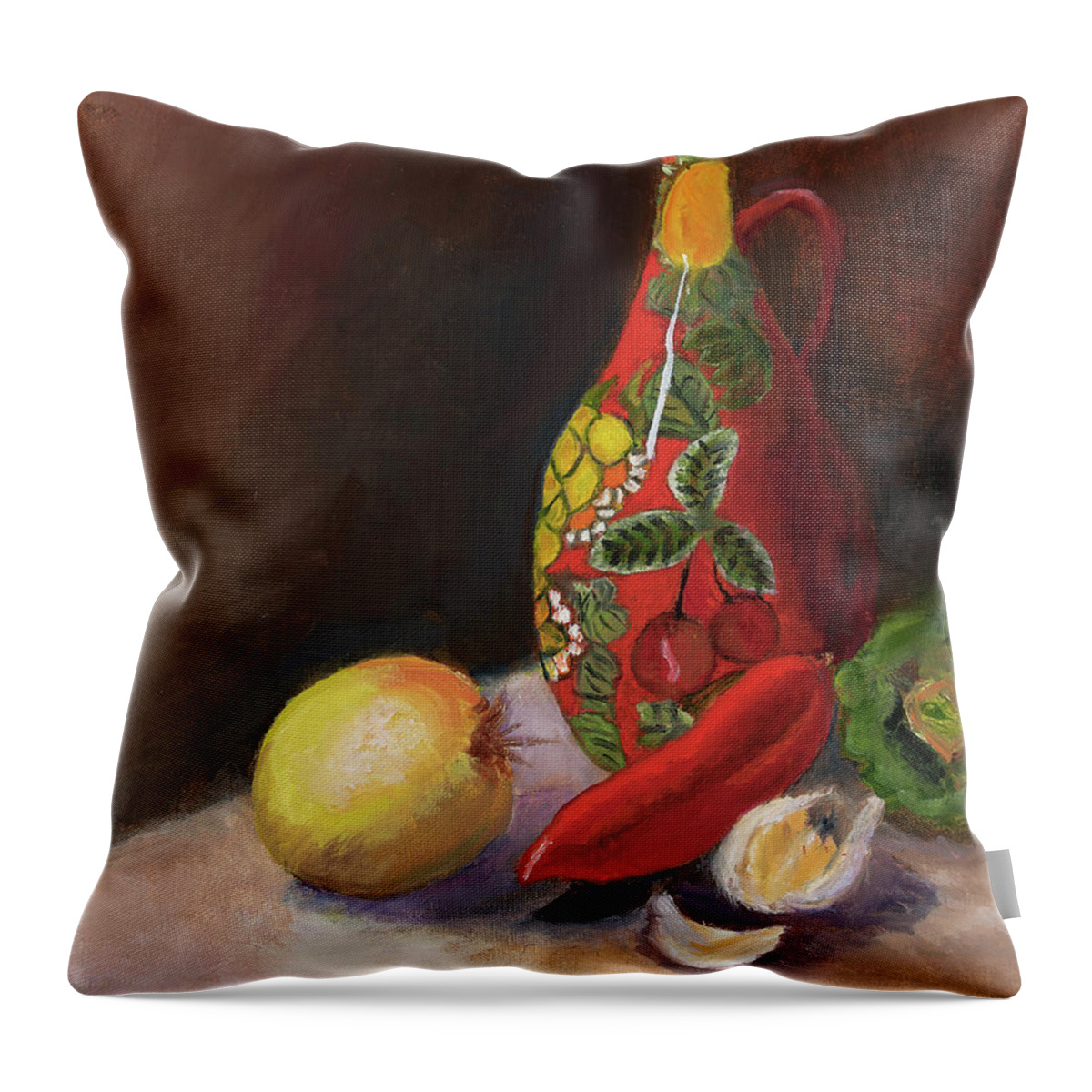 Still Throw Pillow featuring the painting Cindy Beuoy - Salad by Cindy Beuoy