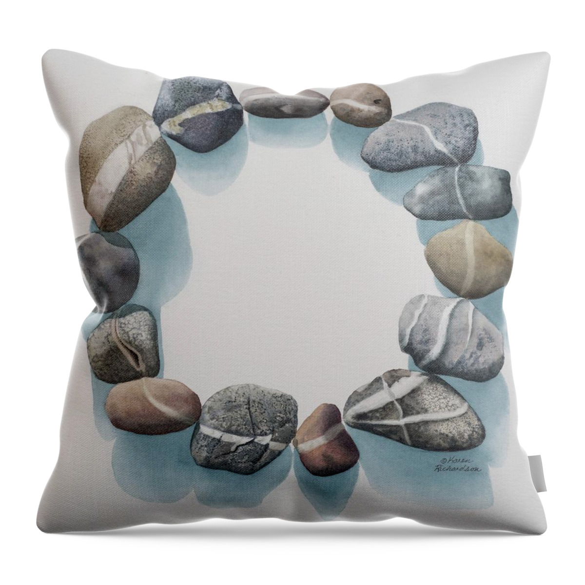 Watercolour Throw Pillow featuring the painting Circle of Kindred Spirits by Karen Richardson