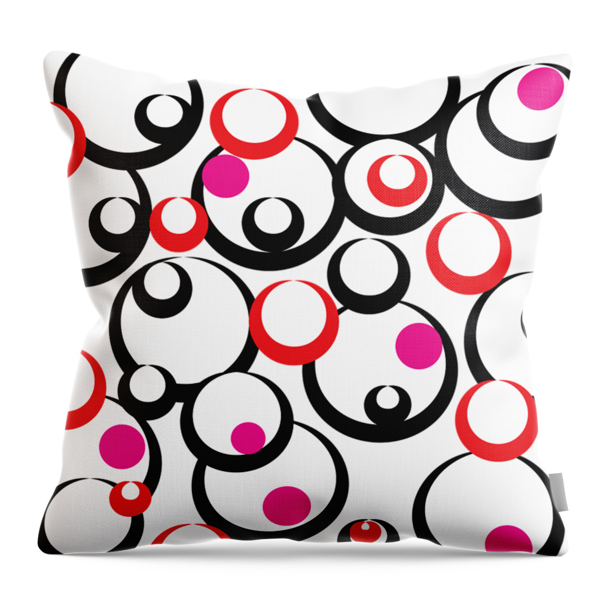 Circle Pattern Throw Pillow featuring the digital art Circle Pattern Black Red Pink by Patricia Piotrak