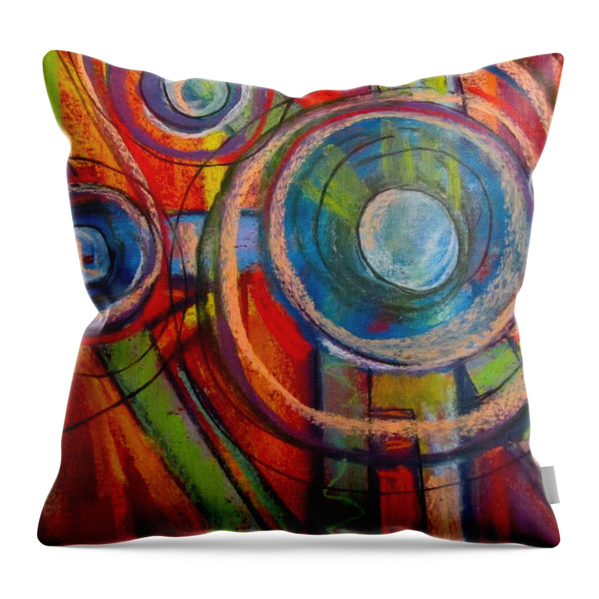 Abstract Throw Pillow featuring the pastel Circles in pastel by Barbara O'Toole
