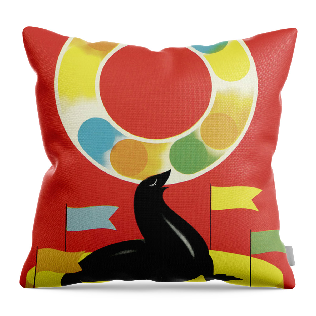 Animal Throw Pillow featuring the drawing Circus Seal by CSA Images