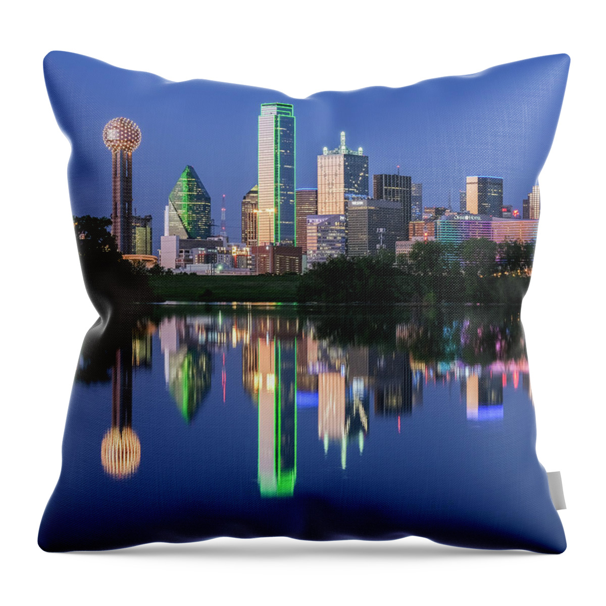 Dallas Throw Pillow featuring the photograph City of Dallas, Texas Reflection by Robert Bellomy