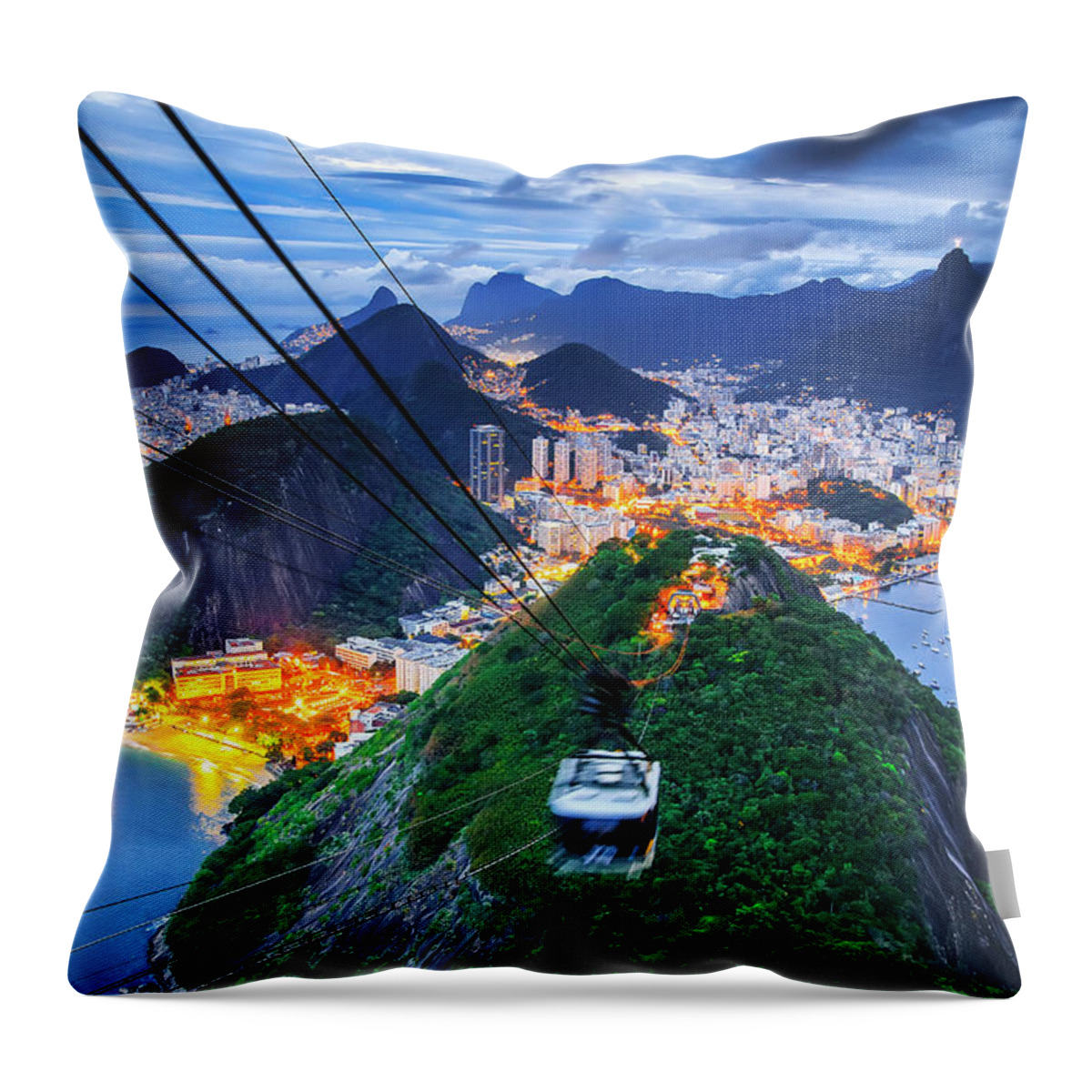 Estock Throw Pillow featuring the digital art Cityscape, Rio De Janeiro, Brazil by Antonino Bartuccio