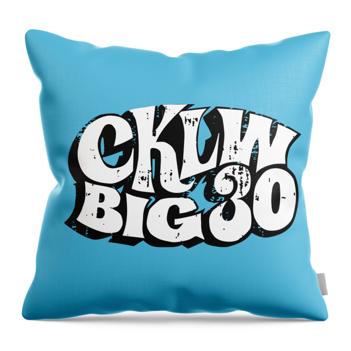 Cklw Radio Logo Big30 Classic Rock Oldies Throw Pillow featuring the digital art CKLW Big30 - White Grunge by Thomas Leparskas