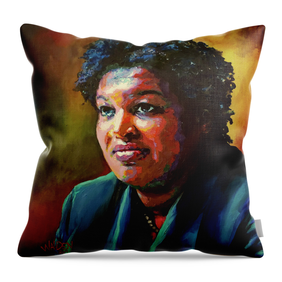 Hero Throw Pillow featuring the painting Stacey Abrams Clarity by Rochelle Walden