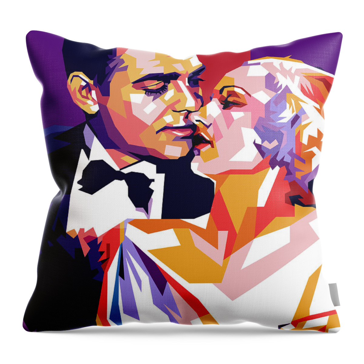 Clark Gable Throw Pillow featuring the digital art Clark Gable and Carole Lombard by Movie World Posters