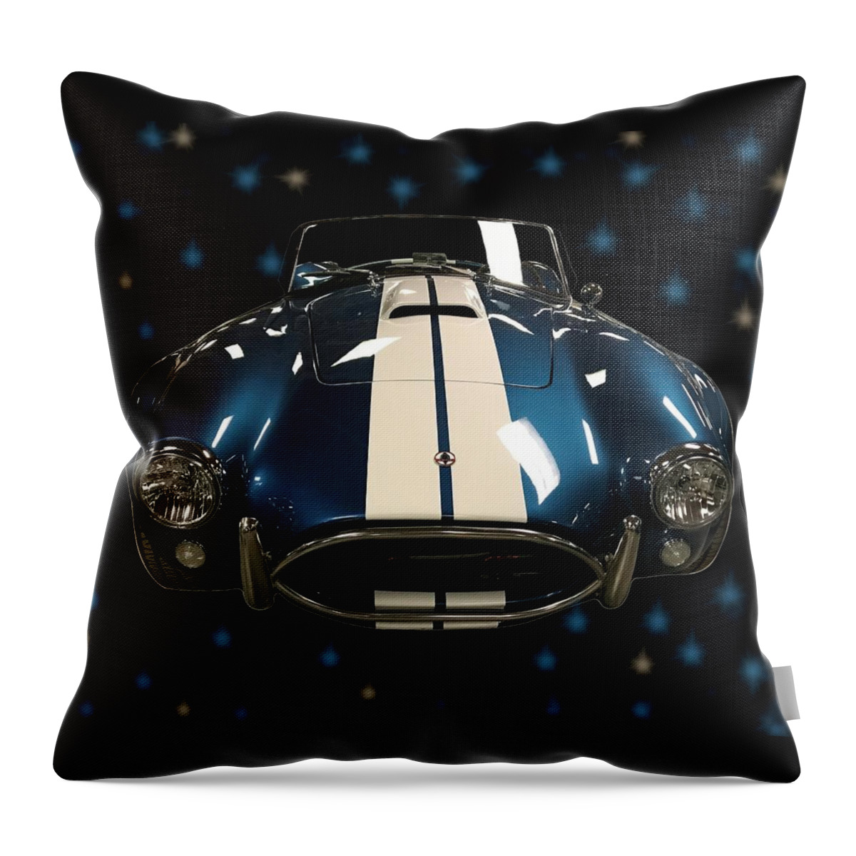 Cobra Shelby Throw Pillow featuring the mixed media Classic Cars Cobra Shelby by Joan Stratton