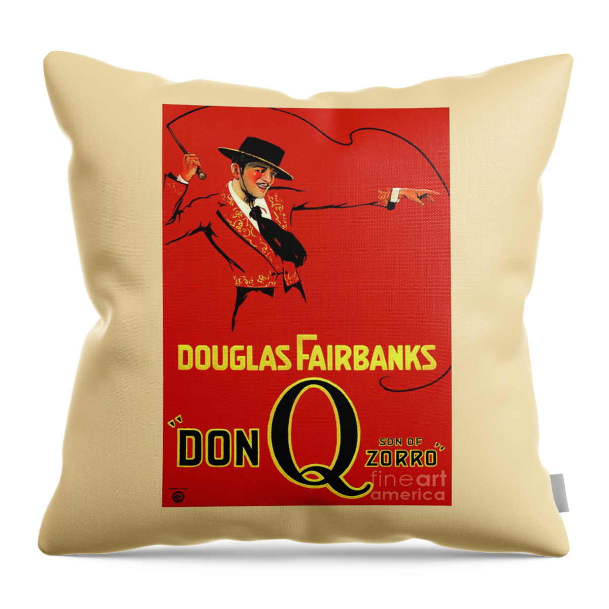 Zorro Throw Pillow featuring the painting Classic Movie Poster - Don Q Son of Zorro by Esoterica Art Agency