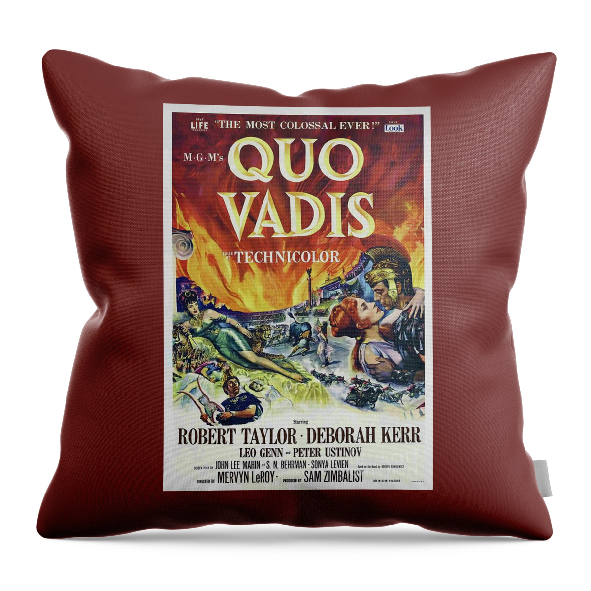 Robert Throw Pillow featuring the painting Classic Movie Poster - Quo Vadis by Esoterica Art Agency