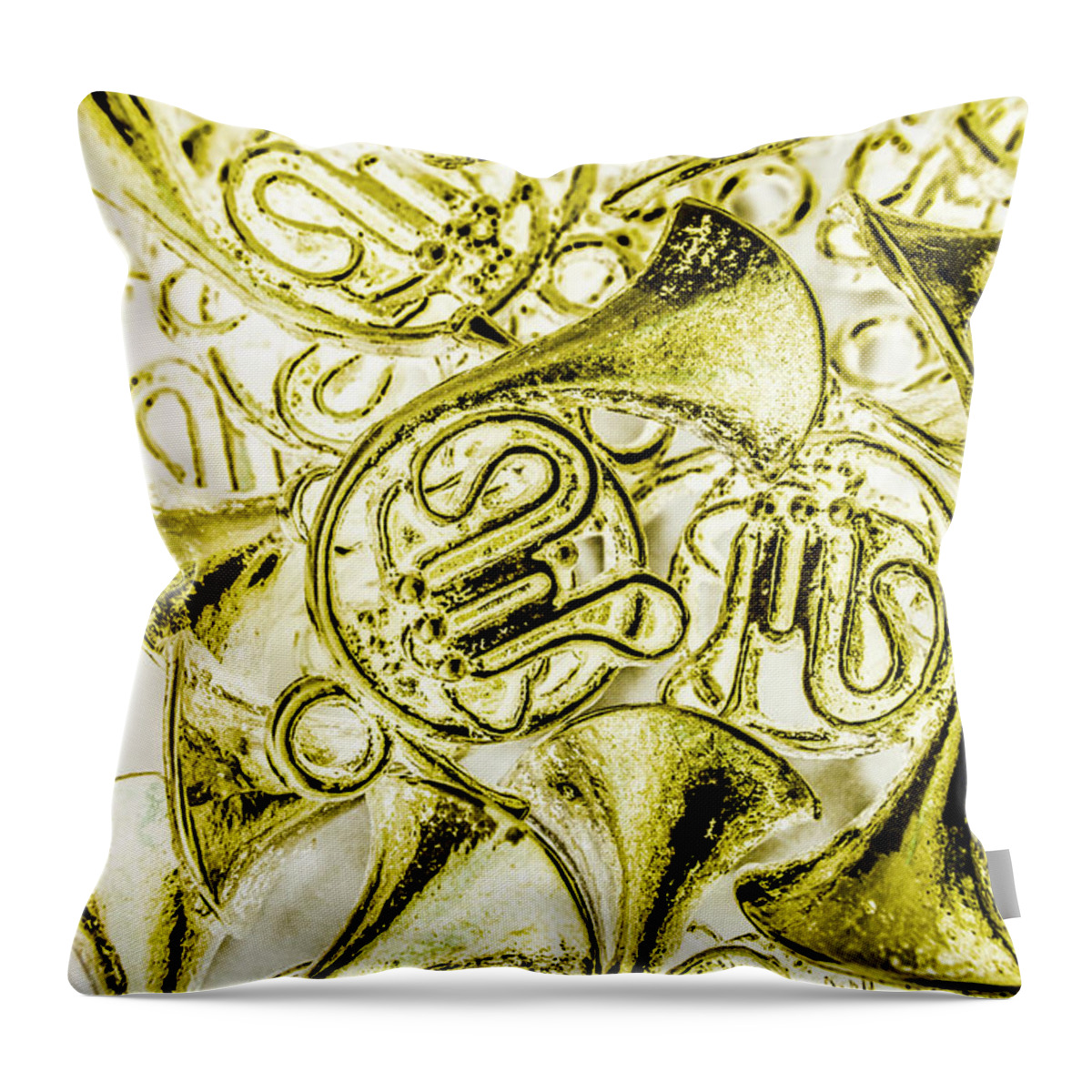 Instrument Throw Pillow featuring the photograph Classical gold by Jorgo Photography