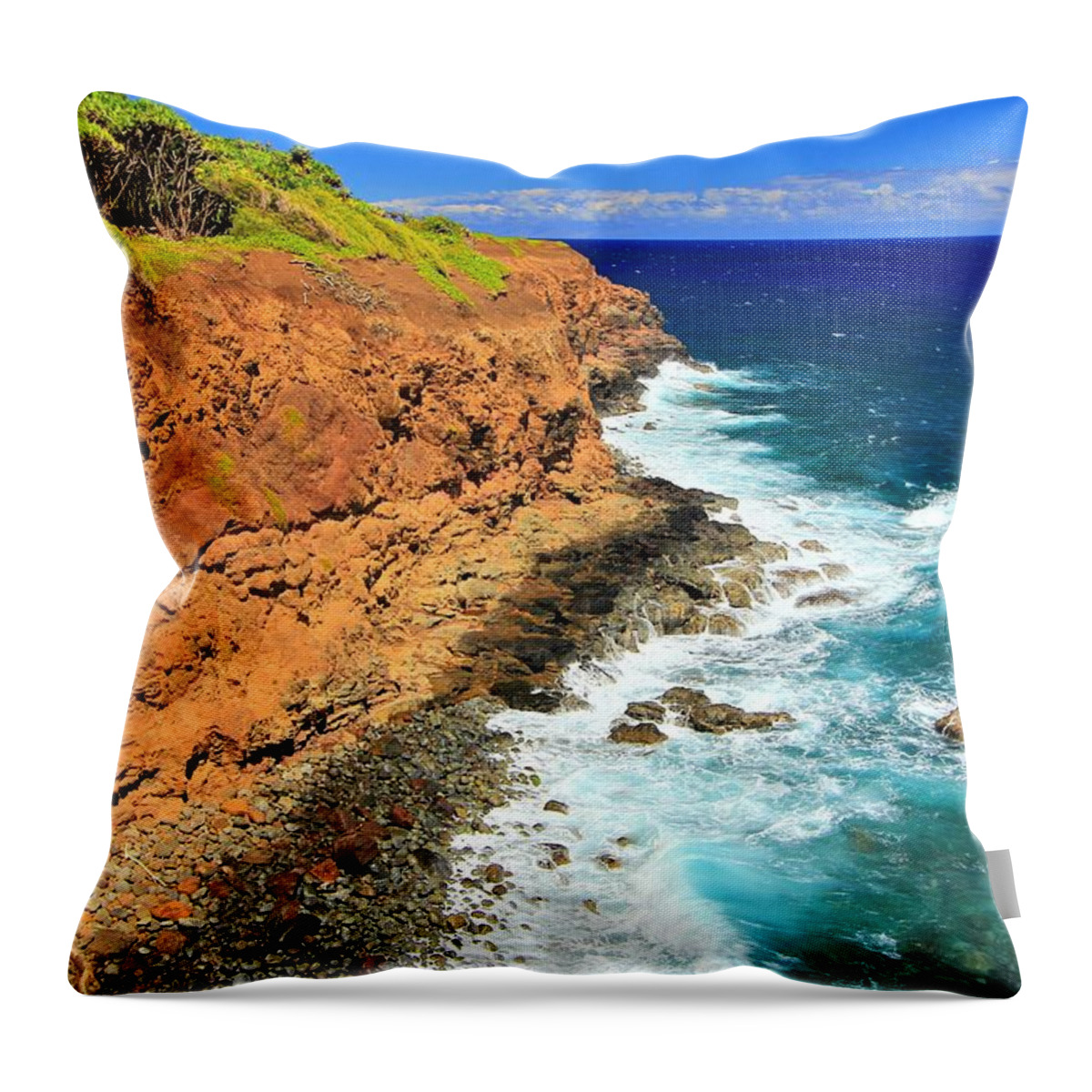  Throw Pillow featuring the photograph Cliff on Pacific Ocean by John Bauer
