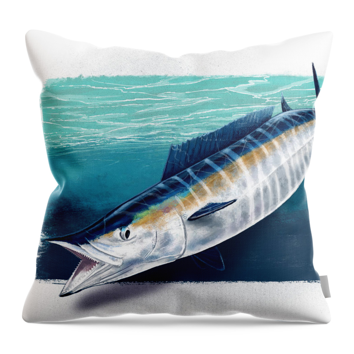 Wahoo Throw Pillow featuring the digital art Close Call by Kevin Putman