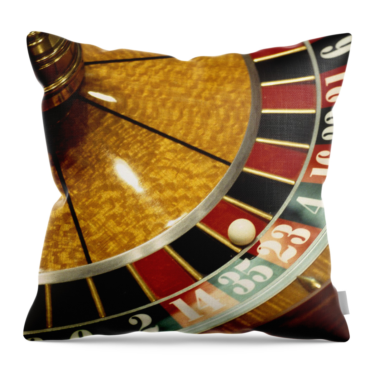 Ball Throw Pillow featuring the photograph Close-up Of A Roulette Wheel by Barry Winiker