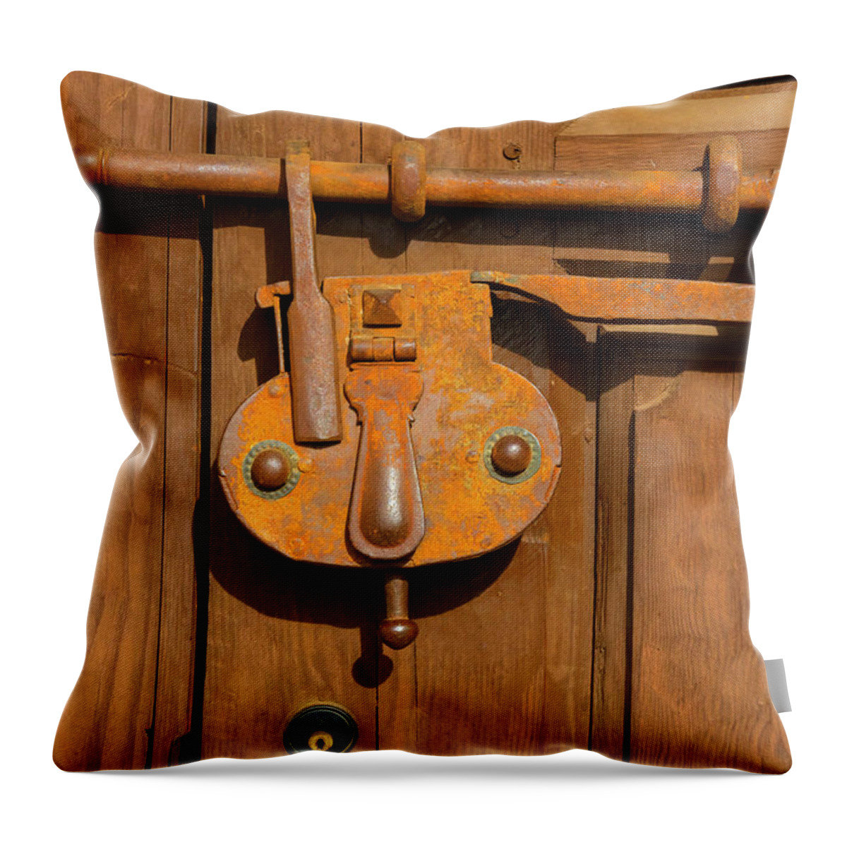 Photography Throw Pillow featuring the photograph Close-up Of An Old Lock, Santa Fe, New by Panoramic Images