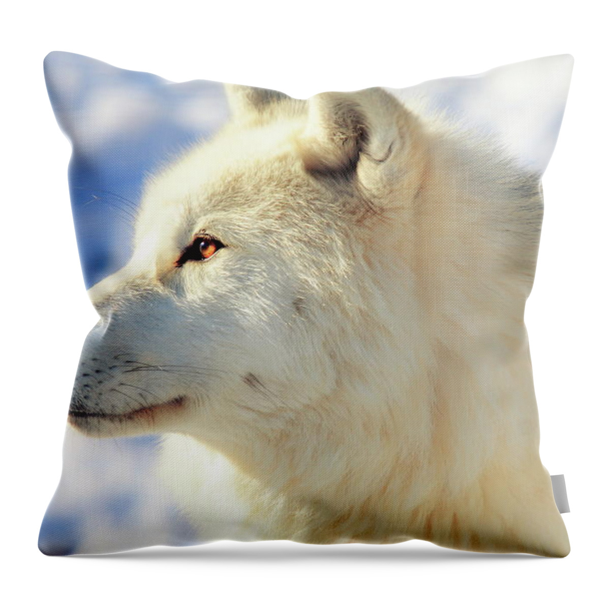 Snow Throw Pillow featuring the photograph Close Up Of Arctic Wolf by David R. Tyner