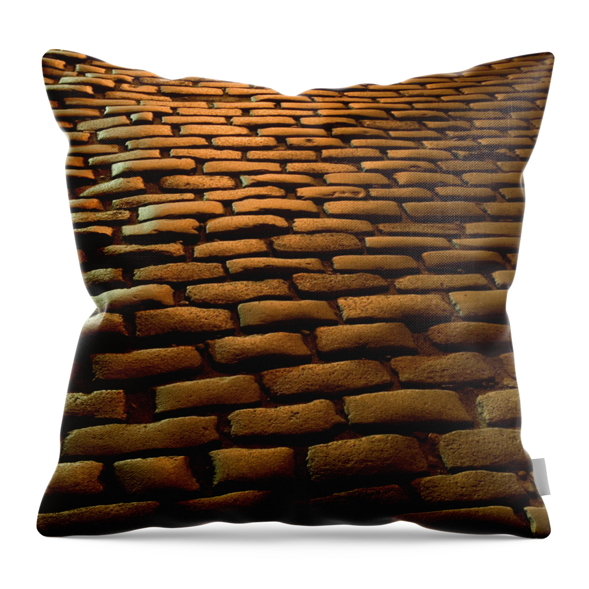 Outdoors Throw Pillow featuring the photograph Close-up Of Cobblestone Street At Night by Jeff Spielman