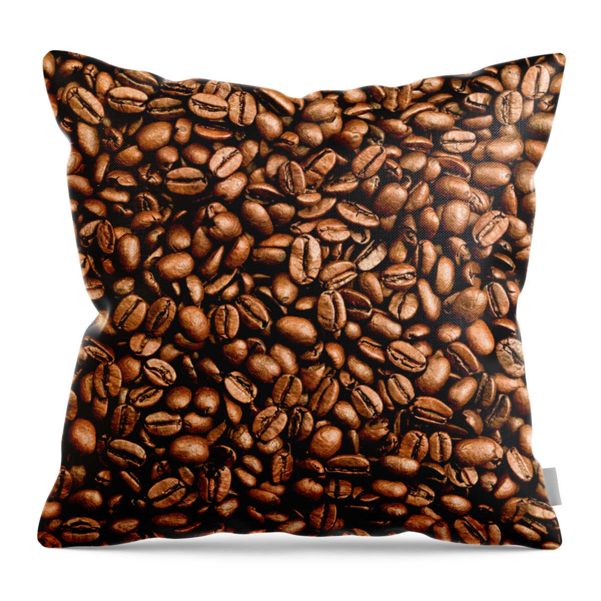 Large Group Of Objects Throw Pillow featuring the photograph Close Up Of Medium Roasted Coffee Beans by Lucidio Studio, Inc.