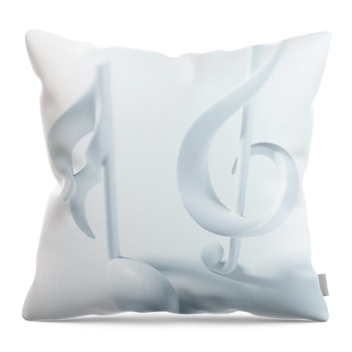 White Background Throw Pillow featuring the photograph Close Up Of Semiquaver And Treble Clef by Adam Gault