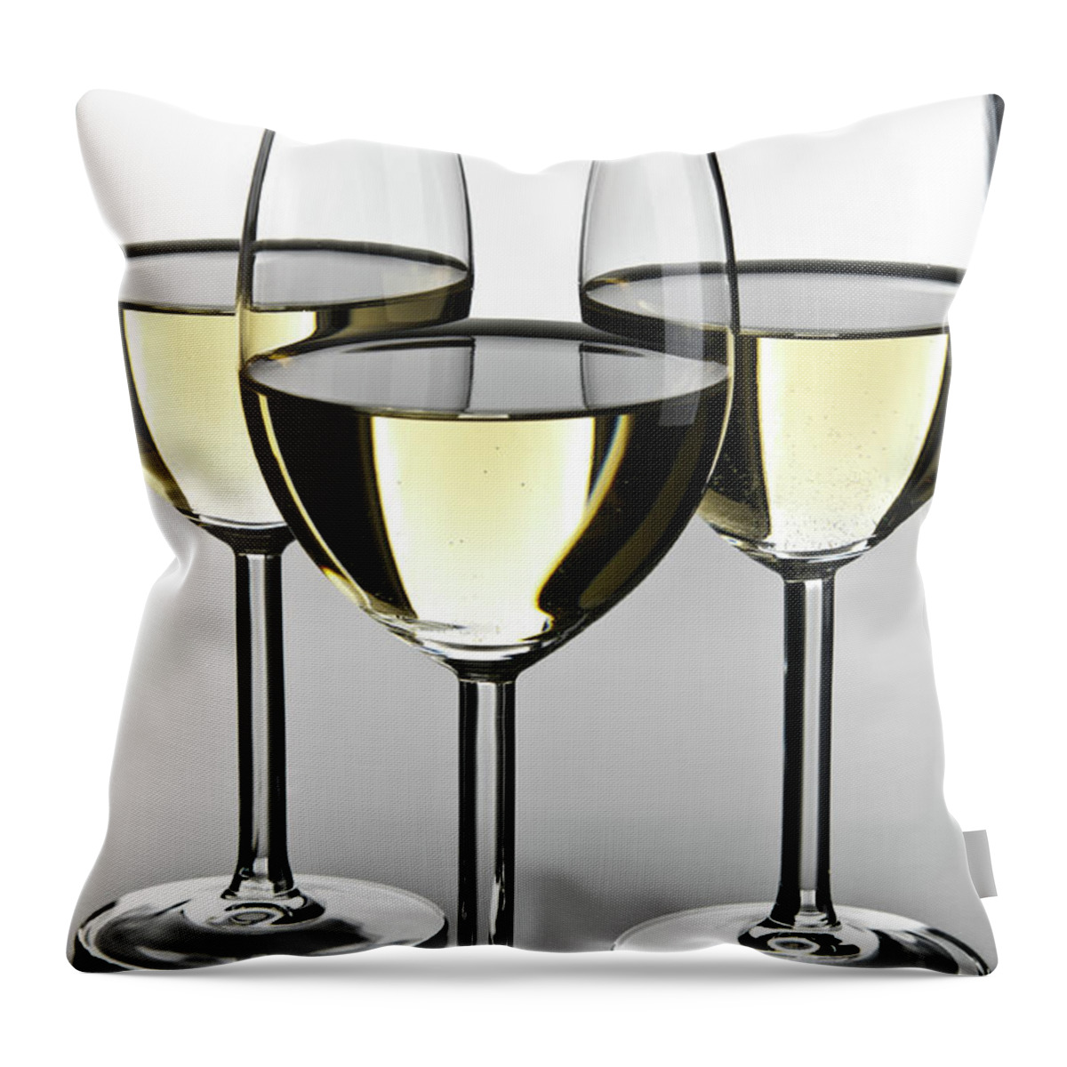Alcohol Throw Pillow featuring the photograph Close-up Of Three White Wine Glasses by Domin domin