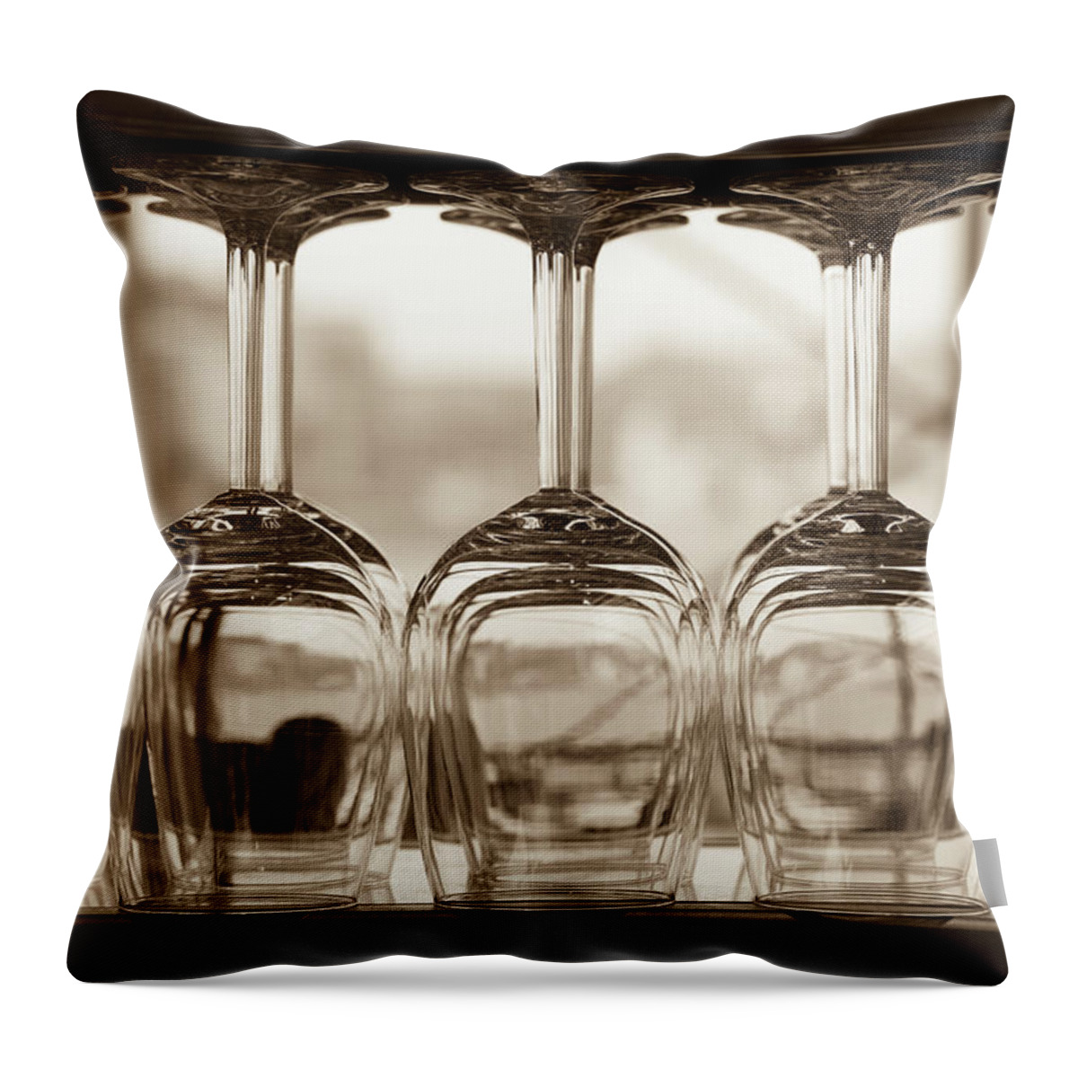 Alcohol Throw Pillow featuring the photograph Close-up Of Wine Glasses With Shallow by 77studio