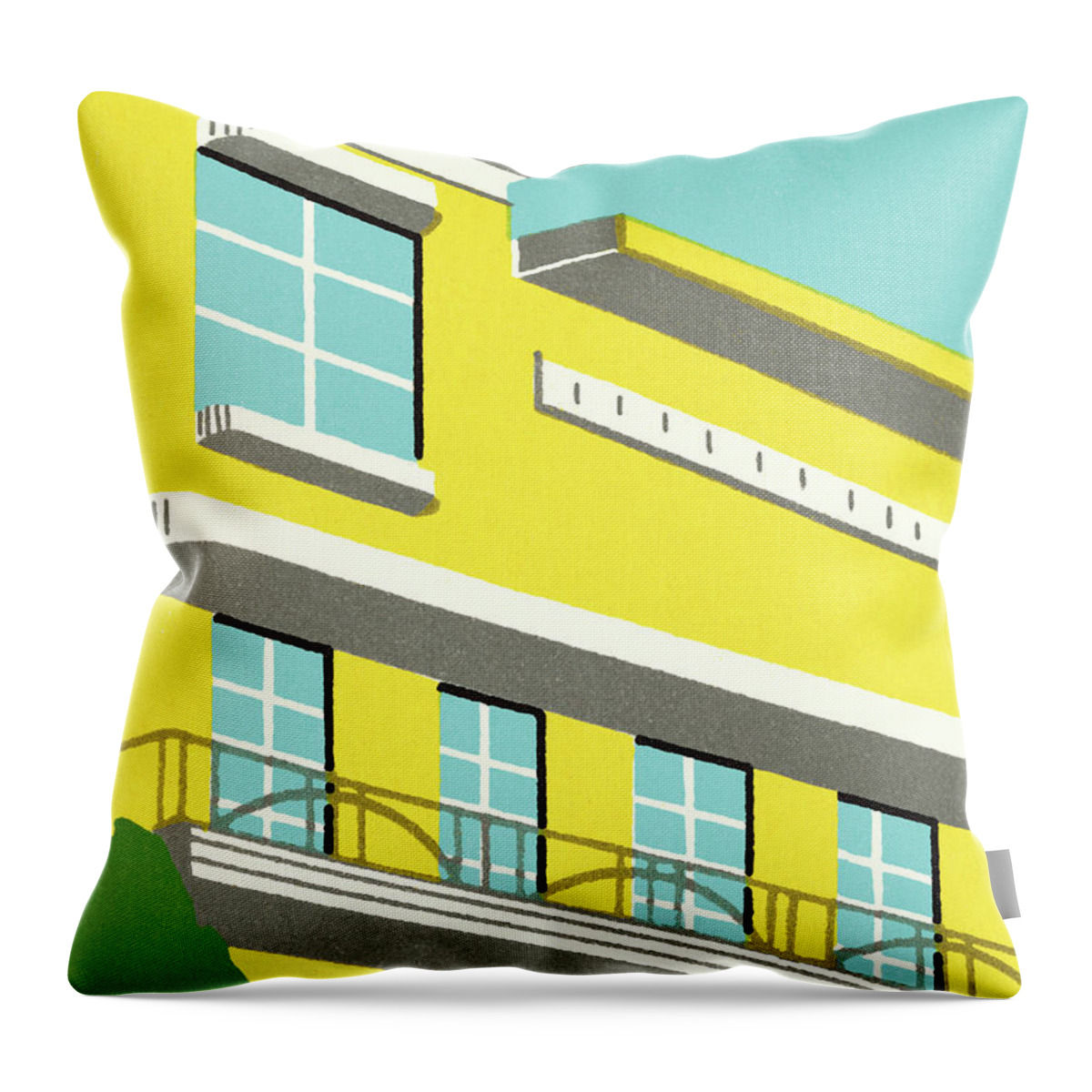Apartment Throw Pillow featuring the drawing Closeup of a Building Facade by CSA Images
