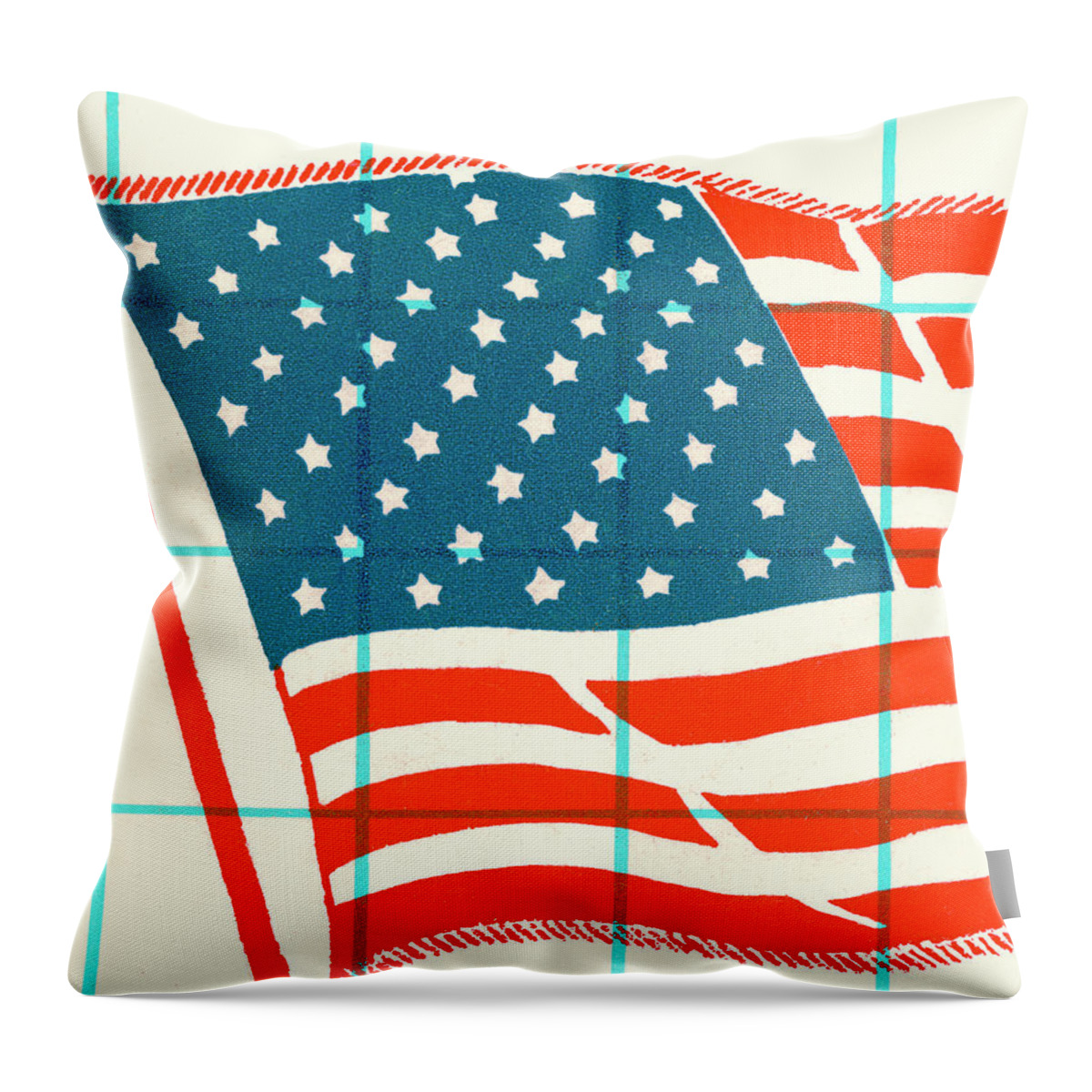 4th Of July Throw Pillow featuring the drawing Closeup of American Flag by CSA Images