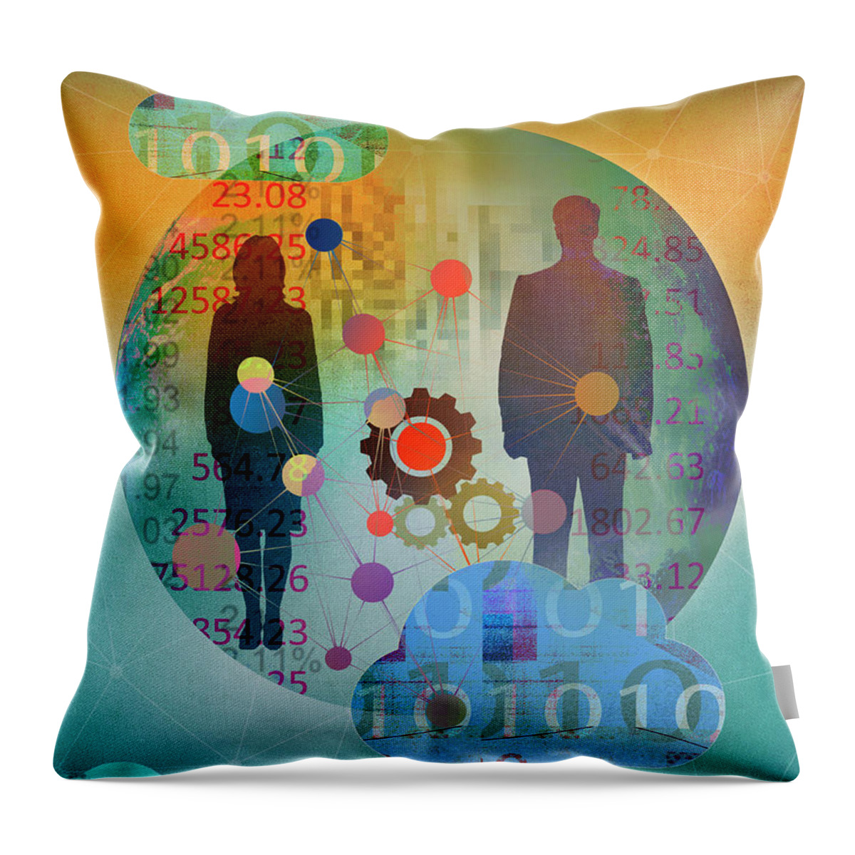 Access Throw Pillow featuring the photograph Cloud Computing Connecting Businessman by Ikon Images