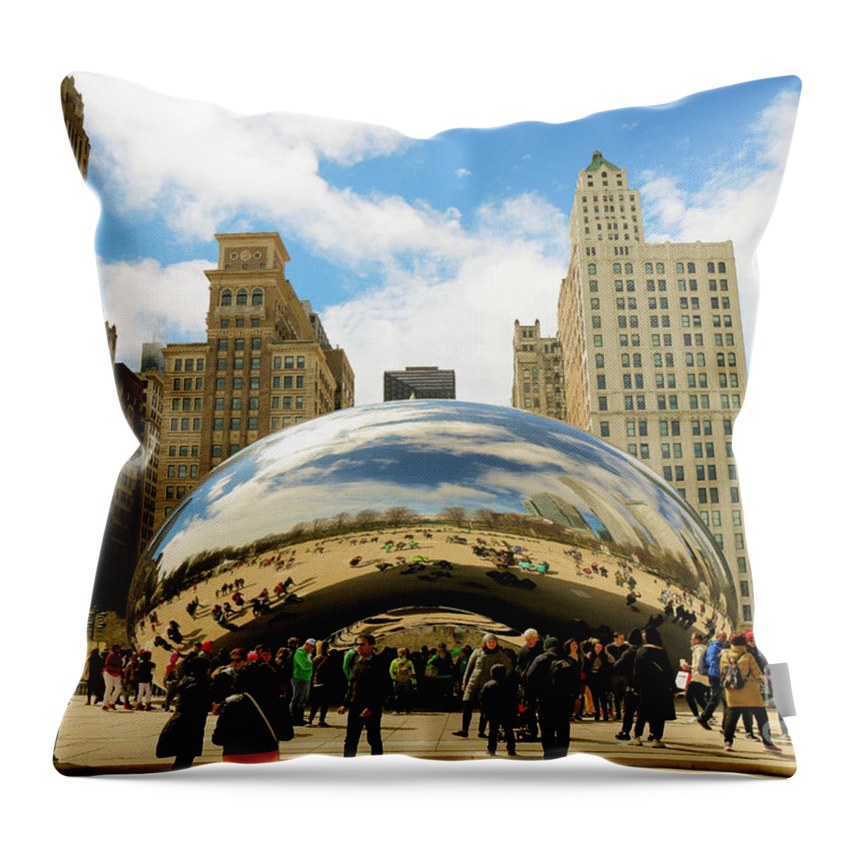 Cloud Gate Throw Pillow featuring the photograph Cloud Gate Chicago by Veronica Batterson