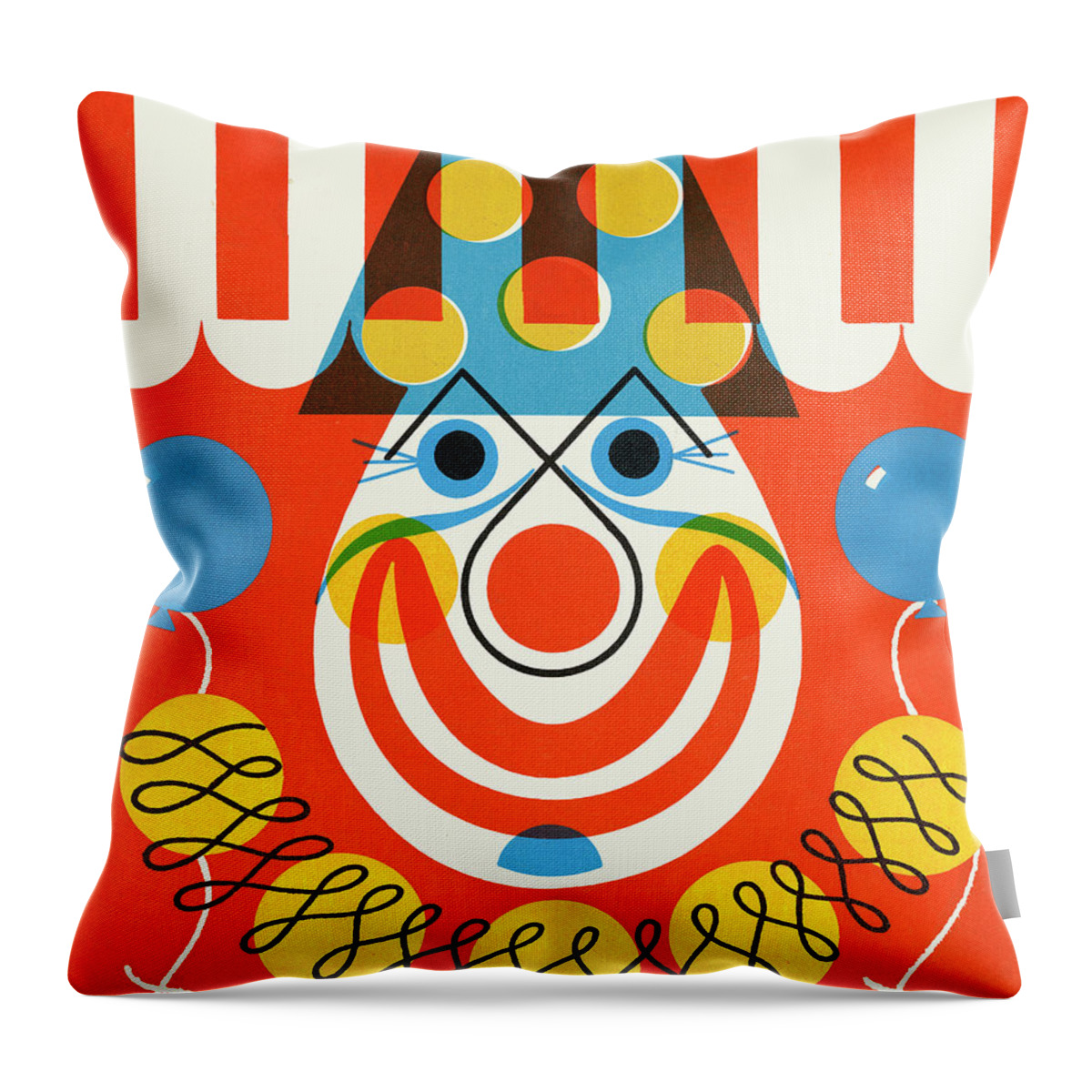 Abstract Throw Pillow featuring the drawing Clown Holding Two Balloons by CSA Images