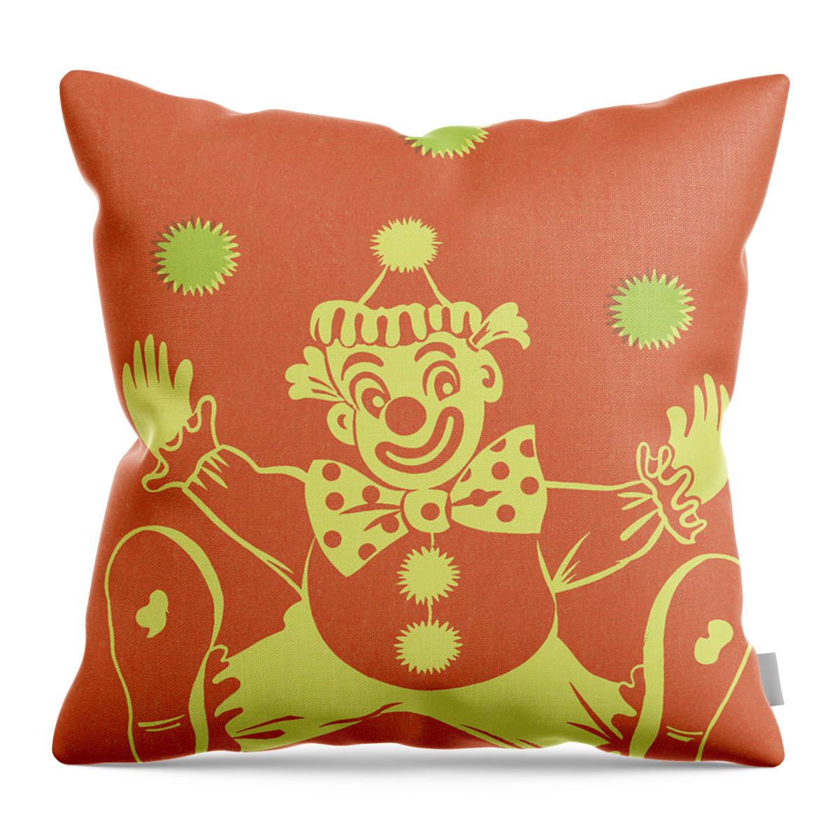 Campy Throw Pillow featuring the drawing Clown Juggling by CSA Images