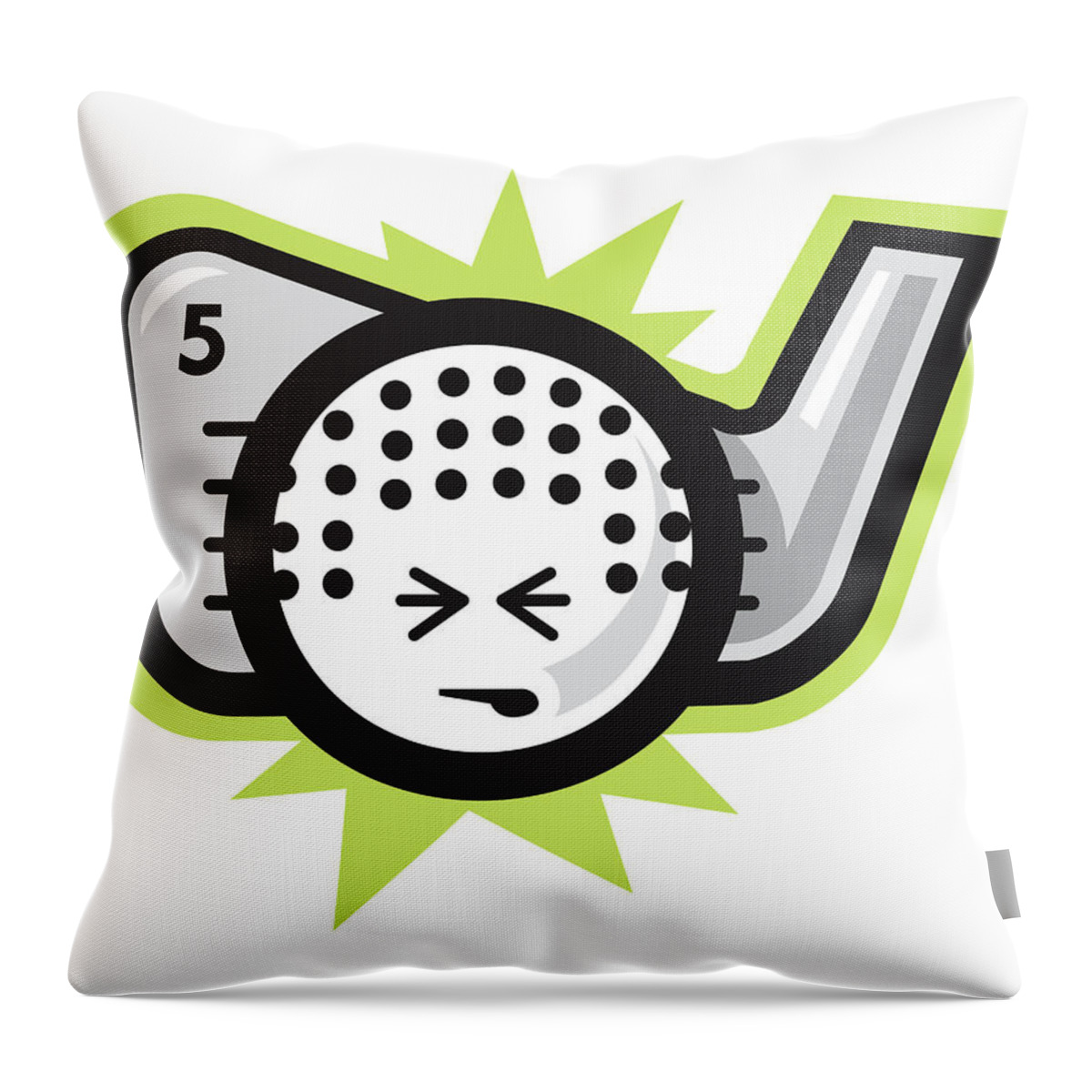 Ball Throw Pillow featuring the drawing Club Hitting Golf Ball by CSA Images