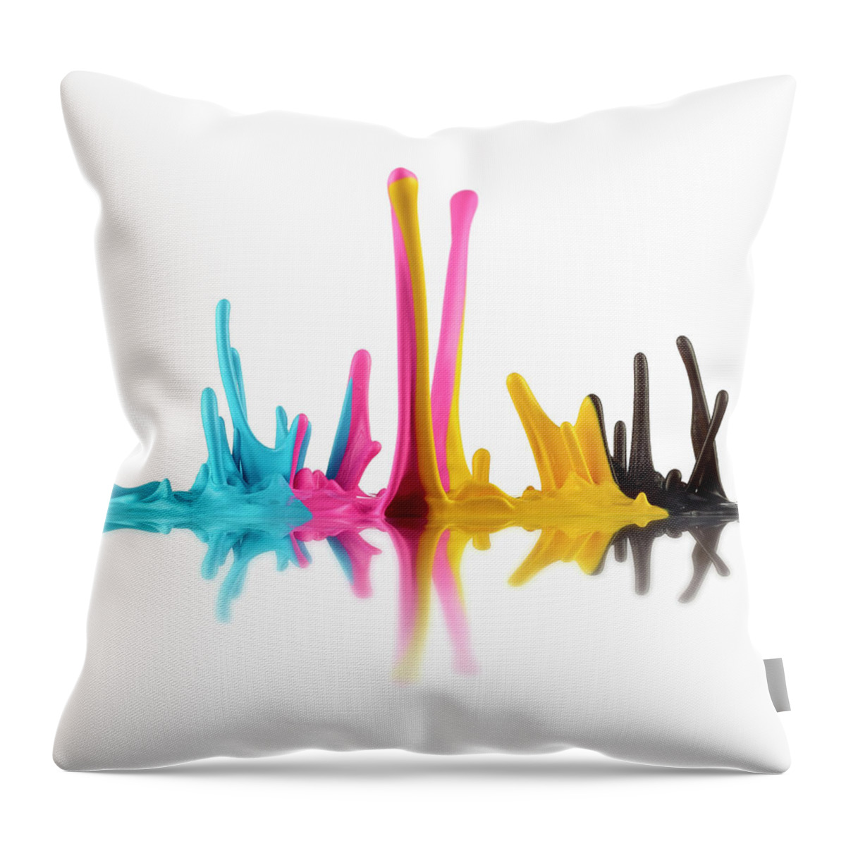 White Background Throw Pillow featuring the photograph Cmyk Printing Ink by Don Farrall
