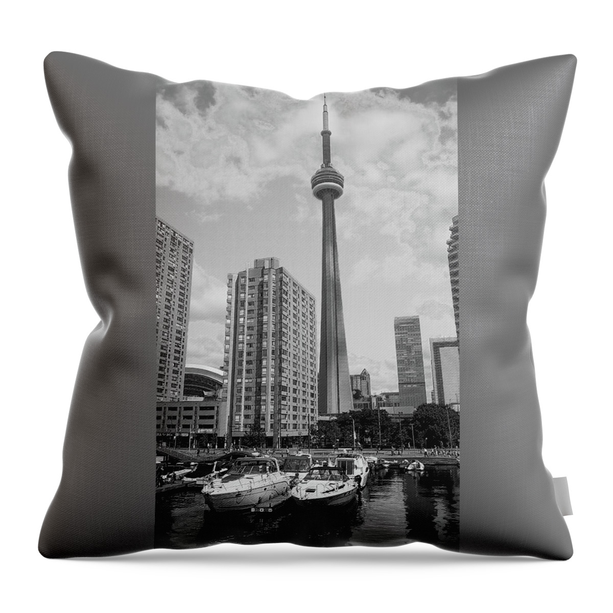 Boats Throw Pillow featuring the photograph CN Tower Toronto by James Canning