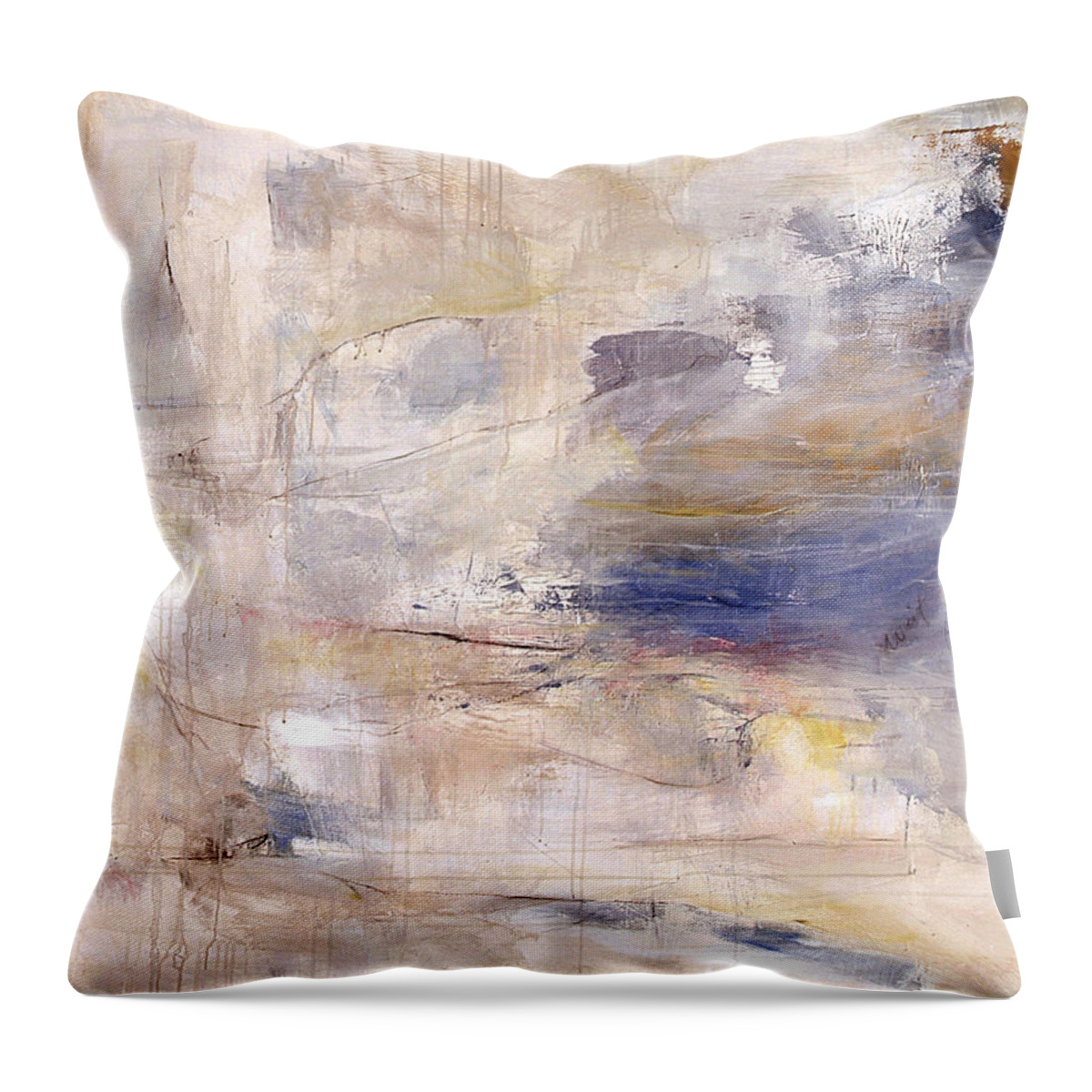 White Throw Pillow featuring the painting Coast Maine in March by Janet Zoya