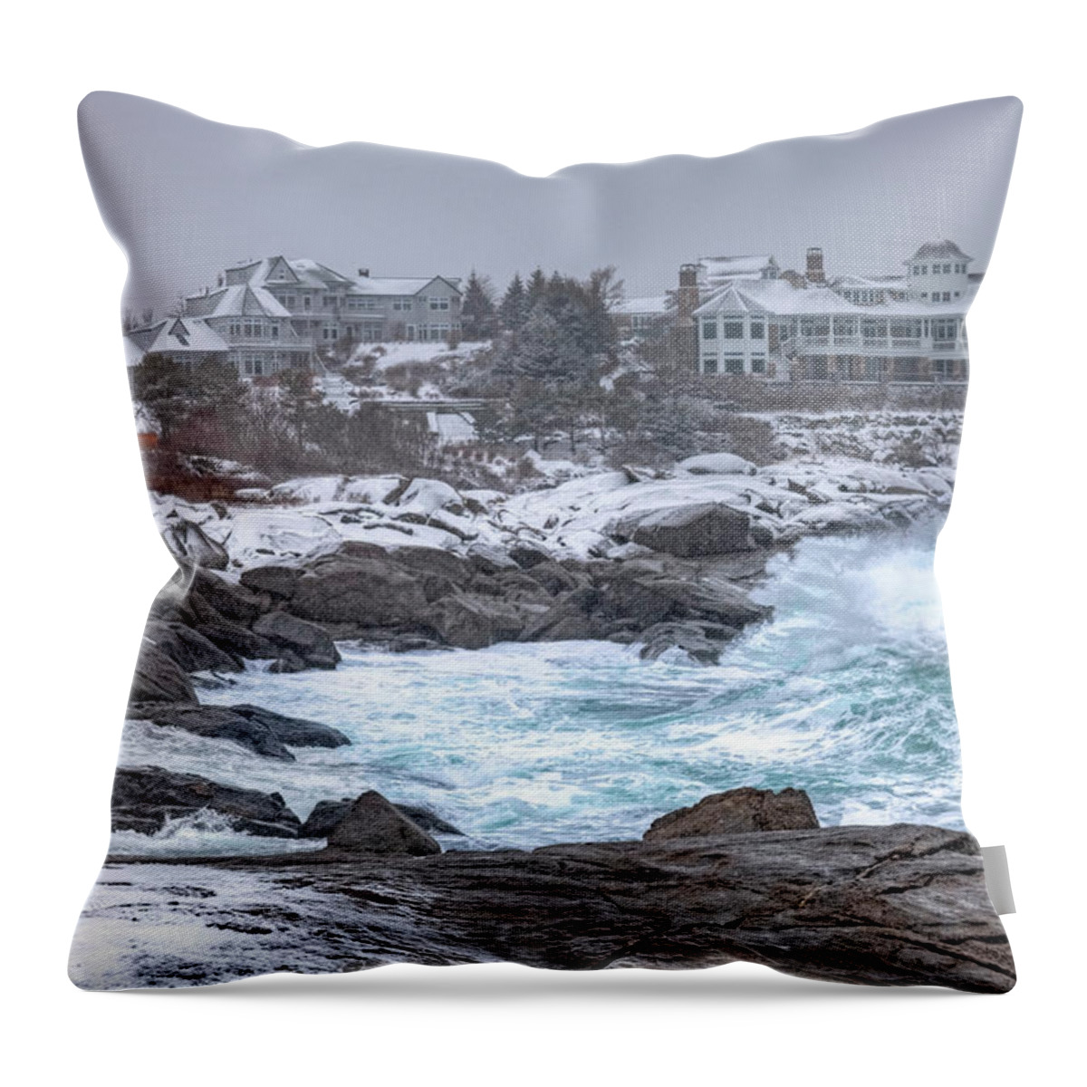 Water's Edge Throw Pillow featuring the photograph Coastal Storm by Denistangneyjr