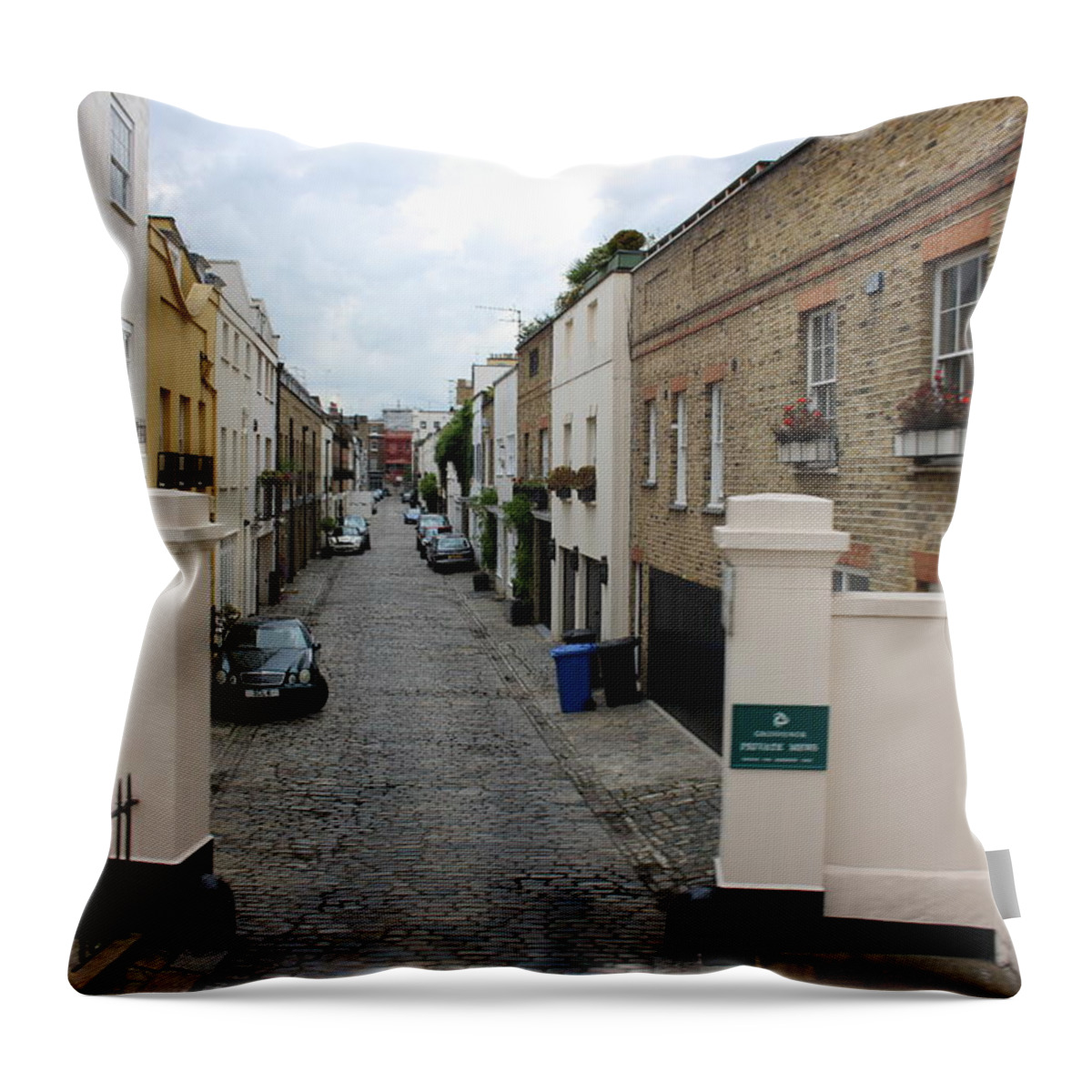 Street Throw Pillow featuring the photograph Cobblestone London Street by Laura Smith