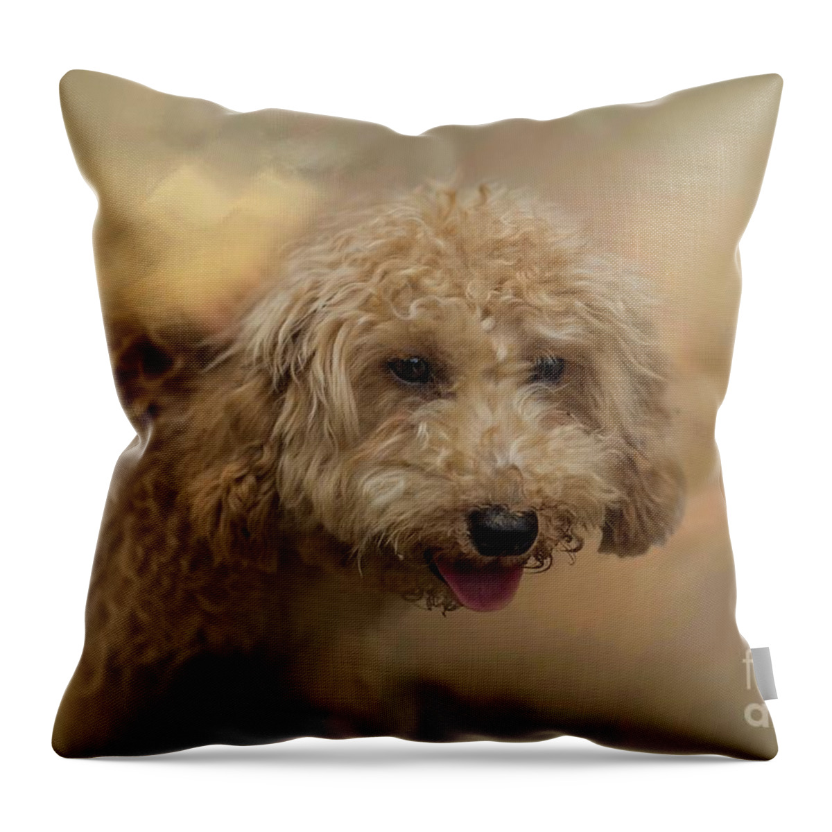 Cockapoo Throw Pillow featuring the mixed media Cockapoo Portrait by Eva Lechner