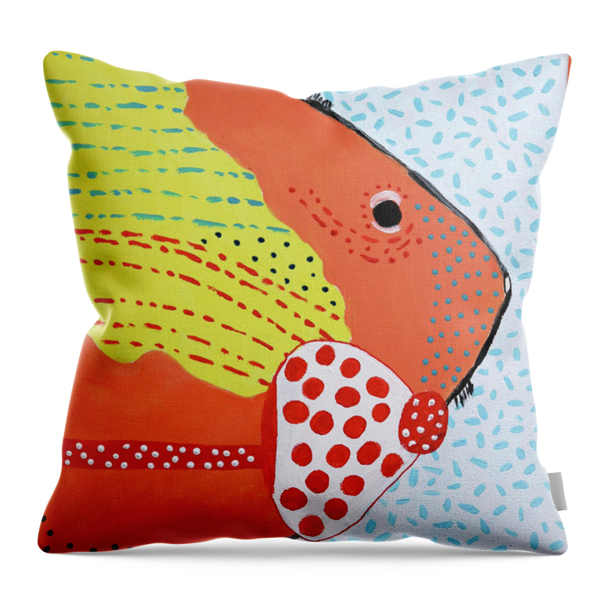 Cod Throw Pillow featuring the painting Sal Mons Big Night Out by Deborah Boyd