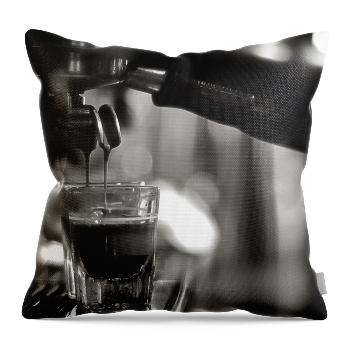 Coffee Maker Throw Pillow featuring the photograph Coffee In Glass by Jrj-photo