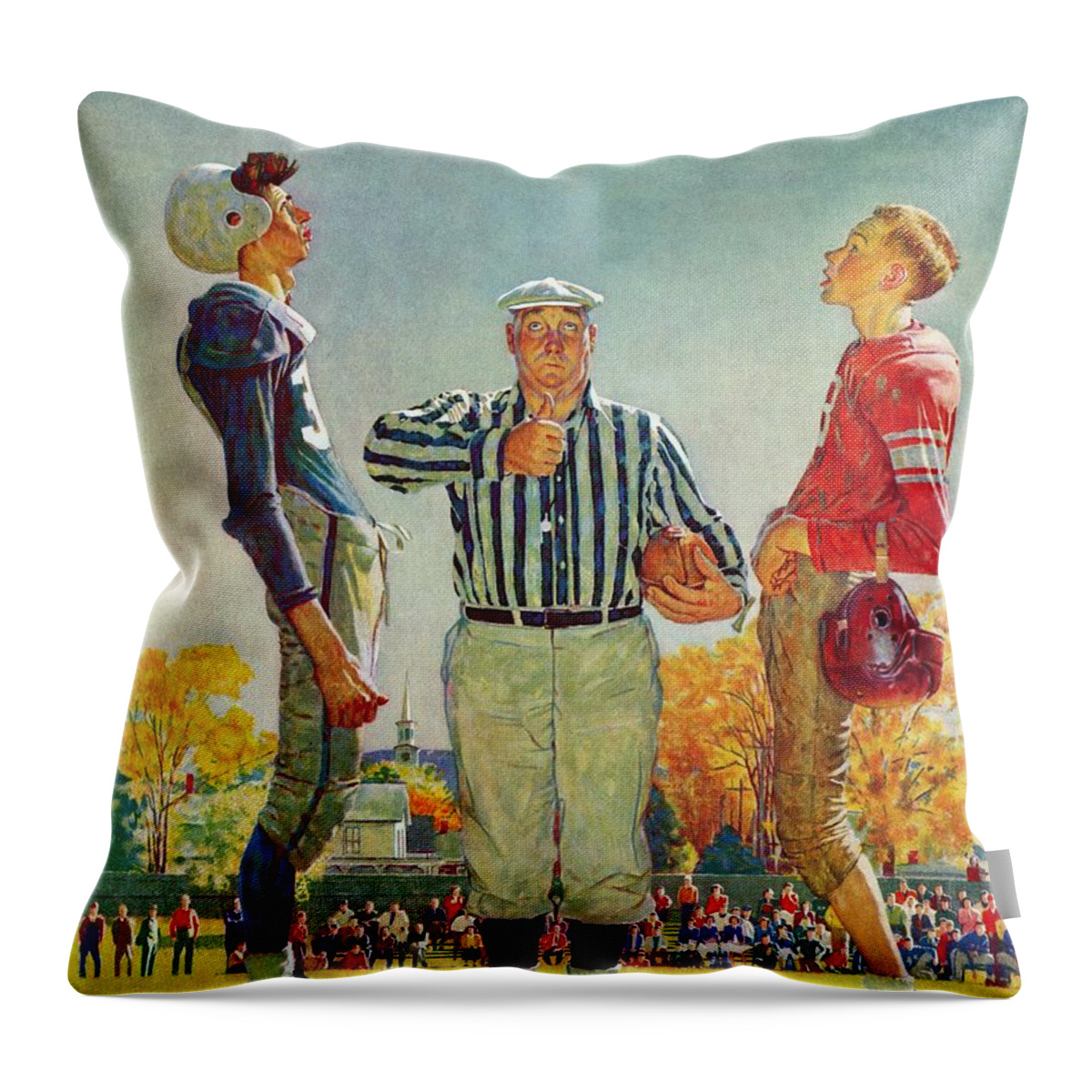 Coins Throw Pillow featuring the painting Coin Toss by Norman Rockwell