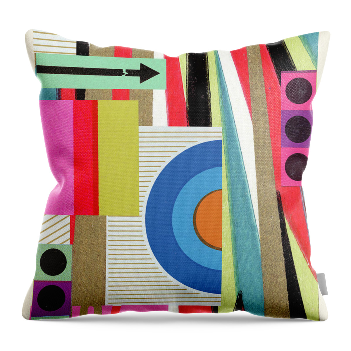 Art Throw Pillow featuring the drawing Collage illustration with colorful geometric shapes by CSA Images