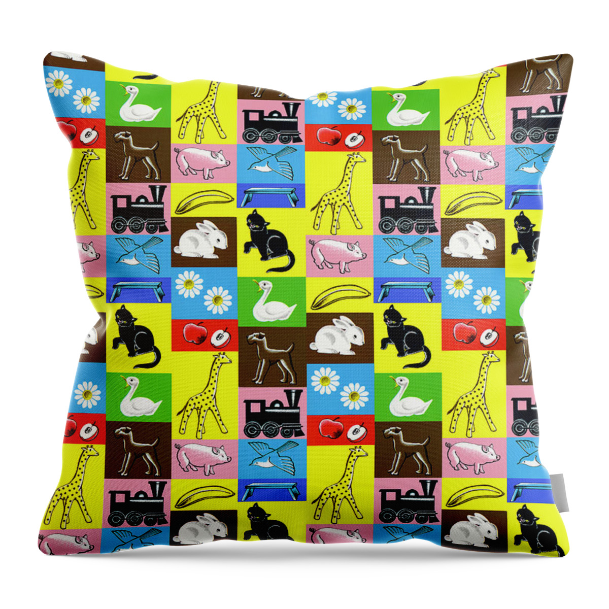 Animal Throw Pillow featuring the drawing Collage of Varied Objects by CSA Images