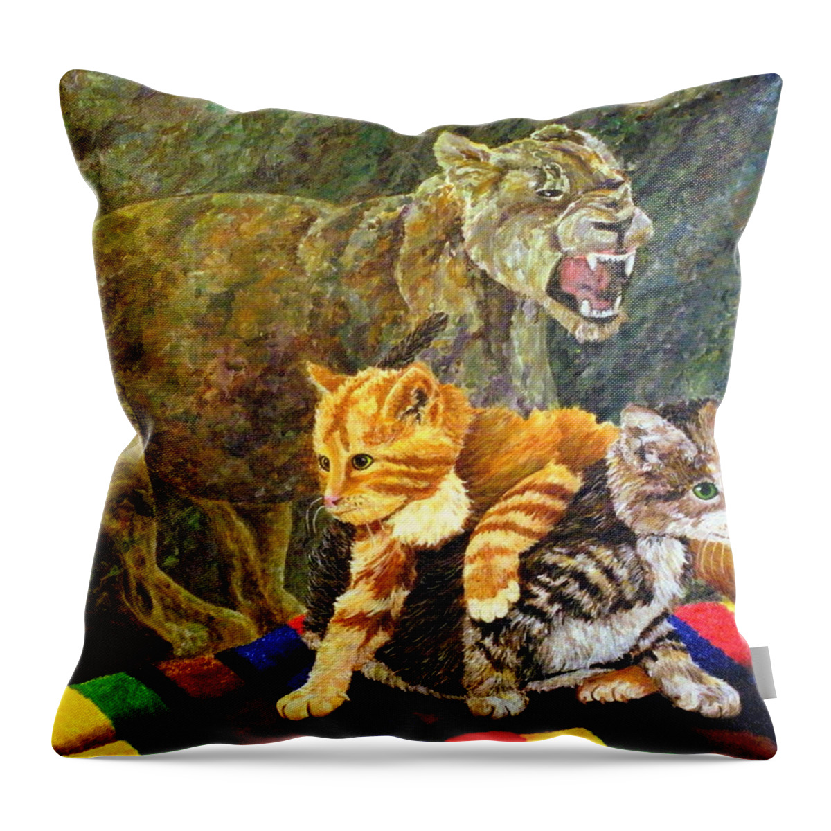 Cat Throw Pillow featuring the painting Collage One by Margaret Zabor