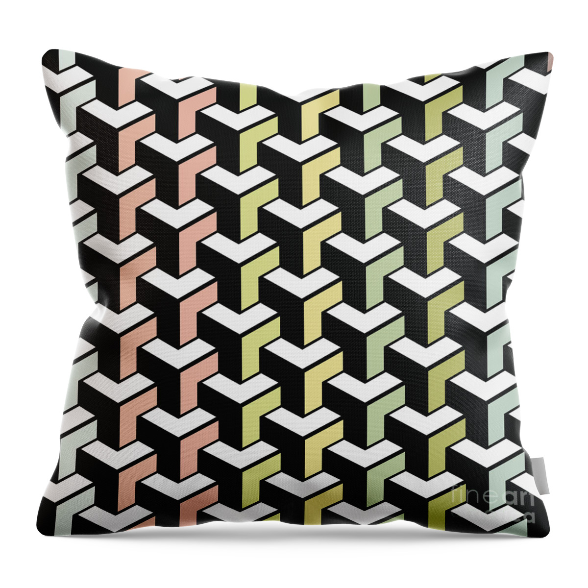 Curve Throw Pillow featuring the digital art Color Abstract Geometry Shape Background by Naqiewei