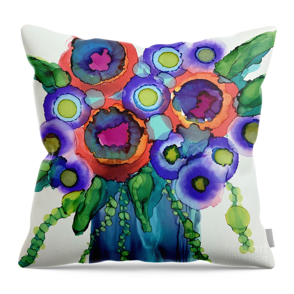 Floral Throw Pillow featuring the painting Color Pop Bouquet by Beth Kluth