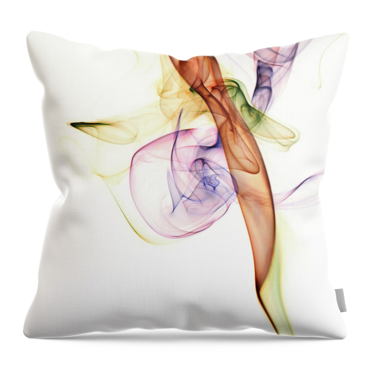 White Background Throw Pillow featuring the photograph Colored Smoke In White Background by Enrique Pellejer
