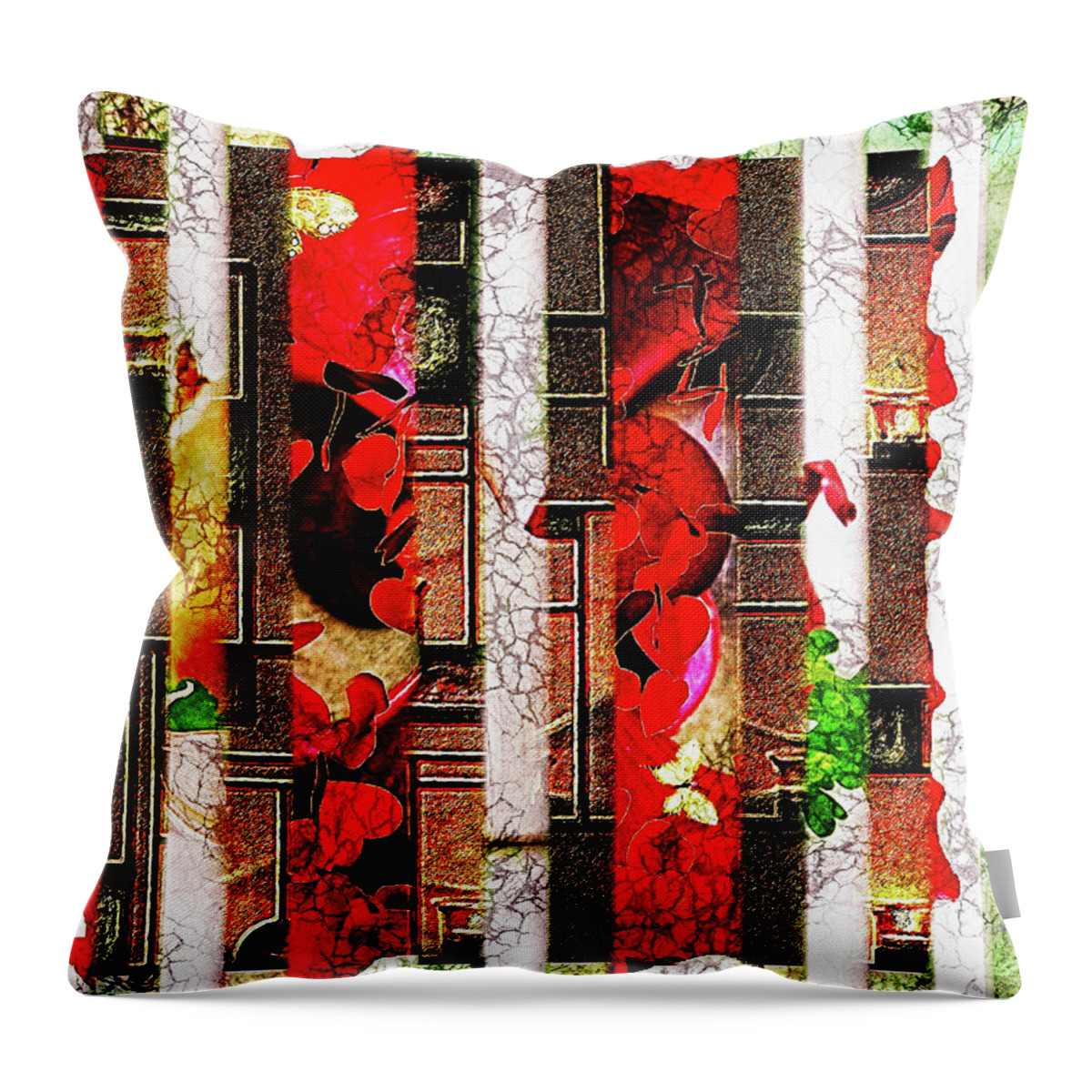 Abstract Window Wall Art Throw Pillow featuring the mixed media Colored Windows by Paula Ayers