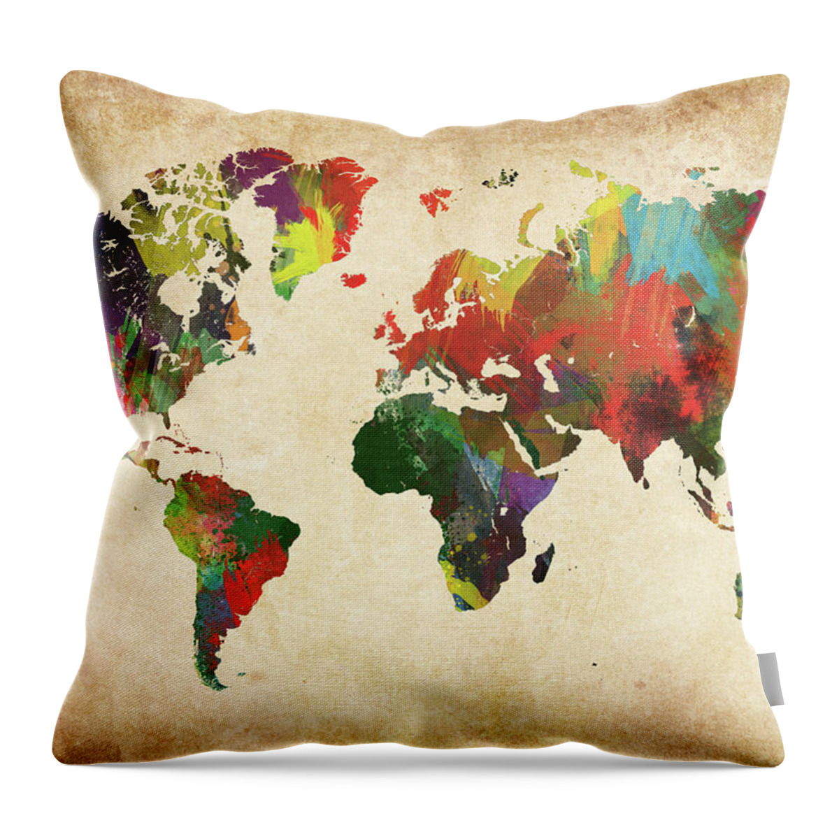 Art Throw Pillow featuring the photograph Colored World Map Xxxl by Sorendls